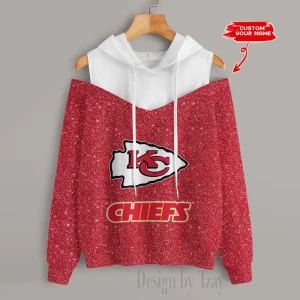 Kansas City Chiefs Chic Off Shoulder Casual Hoodie S9CSH112