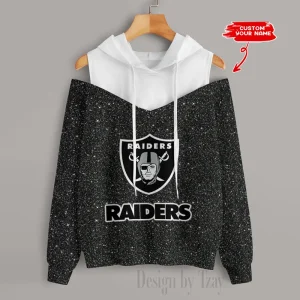 Las Vegas Raiders Chic Off Shoulder Casual Hoodie S9CSH113