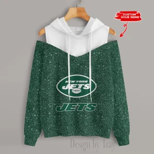 New York Jets Chic Off Shoulder Casual Hoodie S9CSH121