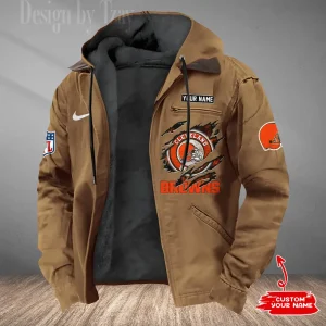 Cleveland Browns Men's Casual Padded Jacket Hooded Trending 2025 SPTPJH169