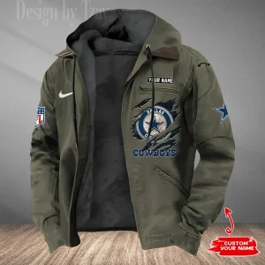 Dallas Cowboys Men's Casual Padded Jacket Hooded Trending 2025 SPTPJH170
