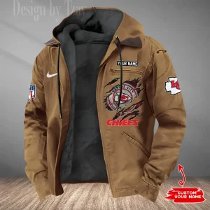 Kansas City Chiefs Men's Casual Padded Jacket Hooded Trending 2025 SPTPJH177