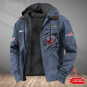 New England Patriots Men's Casual Padded Jacket Hooded Trending 2025 SPTPJH183