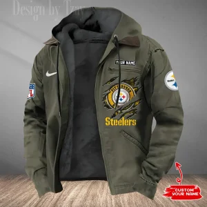Pittsburgh Steelers Men's Casual Padded Jacket Hooded Trending 2025 SPTPJH188