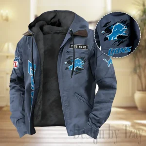 Detroit Lions Men Classic Badge Winter Jacket SPTPJH204