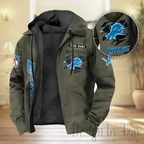 Detroit Lions Men Classic Badge Winter Jacket SPTPJH204 - Image 2