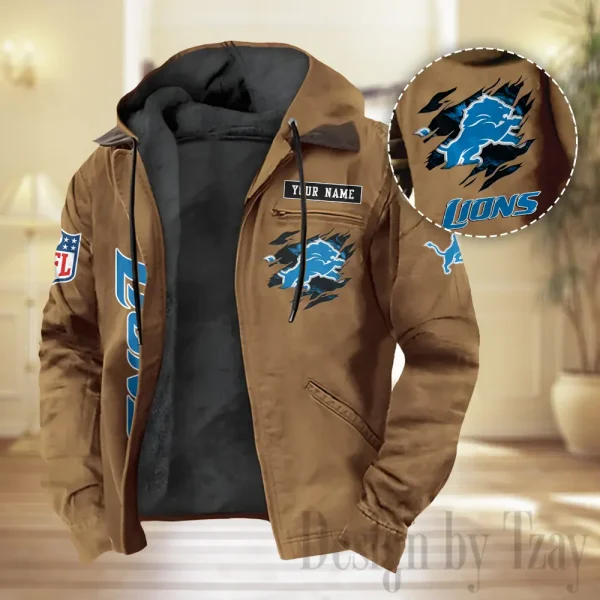 Detroit Lions Men Classic Badge Winter Jacket SPTPJH204 - Image 3