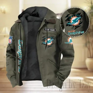 Miami Dolphins Men Classic Badge Winter Jacket SPTPJH213