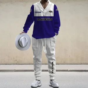Baltimore Ravens Men's Long Sleeve Sports Suit V-neck Casual SPTMLSSVNC003