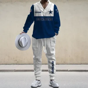 Dallas Cowboys Men's Long Sleeve Sports Suit V-neck Casual SPTMLSSVNC009