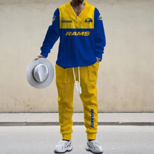 Los Angeles Rams Men's Long Sleeve Sports Suit V-neck Casual SPTMLSSVNC018