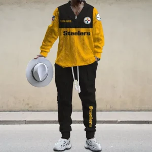 Pittsburgh Steelers Men's Long Sleeve Sports Suit V-neck Casual SPTMLSSVNC027