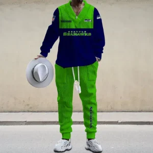 Seattle Seahawks Men's Long Sleeve Sports Suit V-neck Casual SPTMLSSVNC029