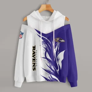 Baltimore Ravens Chic Off Shoulder Casual Hoodie S9CSH131
