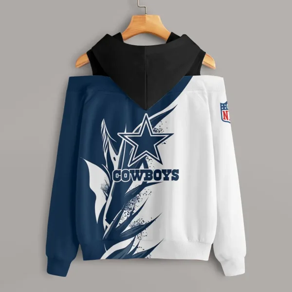 Dallas Cowboys Chic Off Shoulder Casual Hoodie S9CSH137 - Image 2