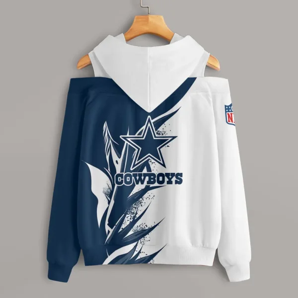 Dallas Cowboys Chic Off Shoulder Casual Hoodie S9CSH137 - Image 4