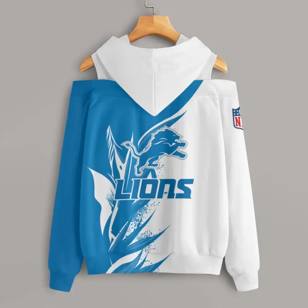 Detroit Lions Chic Off Shoulder Casual Hoodie S9CSH139 - Image 2