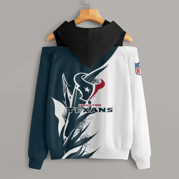 Houston Texans Chic Off Shoulder Casual Hoodie S9CSH141 - Image 4