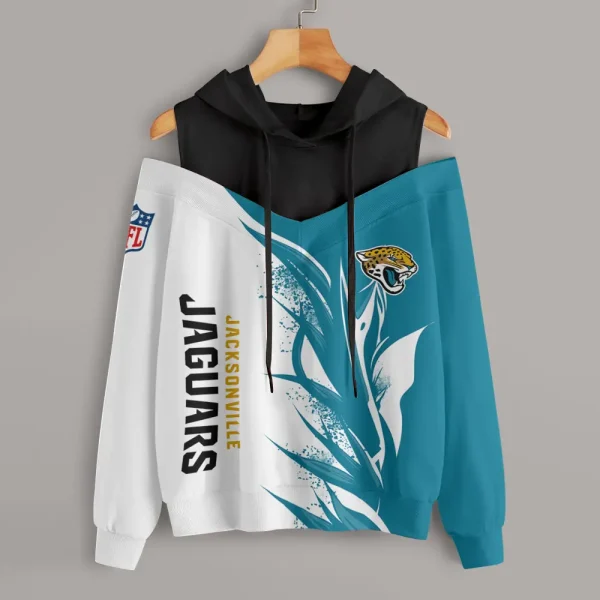 Jacksonville Jaguars Chic Off Shoulder Casual Hoodie S9CSH143 - Image 3