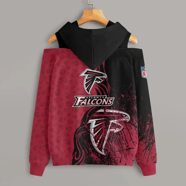 Atlanta Falcons Chic Off Shoulder Casual Hoodie S9CSH162 - Image 2