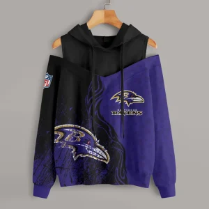 Baltimore Ravens Chic Off Shoulder Casual Hoodie S9CSH163