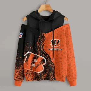 Cincinnati Bengals Chic Off Shoulder Casual Hoodie S9CSH167