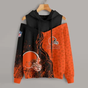 Cleveland Browns Chic Off Shoulder Casual Hoodie S9CSH168