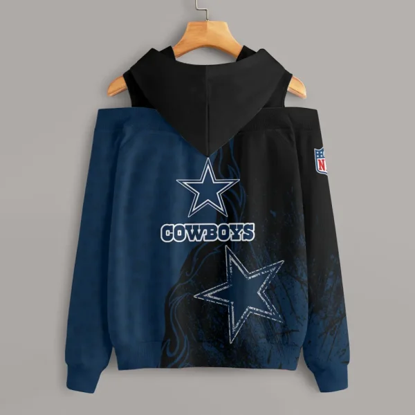 Dallas Cowboys Chic Off Shoulder Casual Hoodie S9CSH169 - Image 2