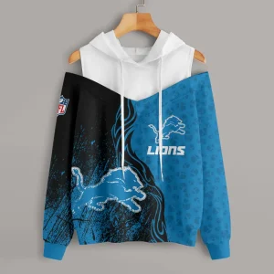 Detroit Lions Chic Off Shoulder Casual Hoodie S9CSH171