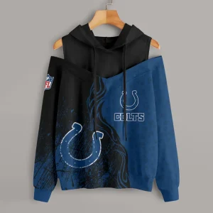 Indianapolis Colts Chic Off Shoulder Casual Hoodie S9CSH174