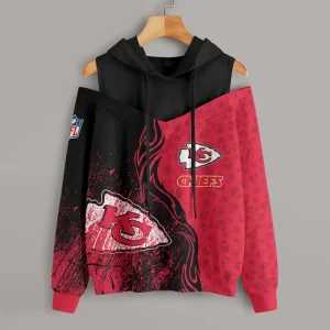 Kansas City Chiefs Chic Off Shoulder Casual Hoodie S9CSH176