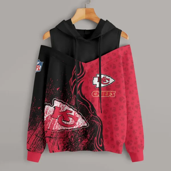 Kansas City Chiefs Chic Off Shoulder Casual Hoodie S9CSH176