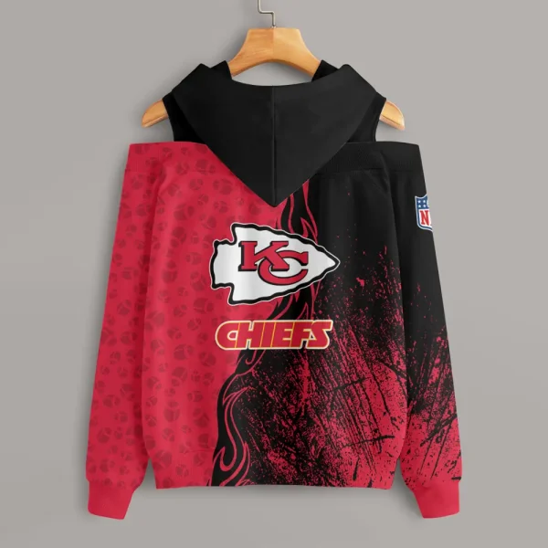 Kansas City Chiefs Chic Off Shoulder Casual Hoodie S9CSH176 - Image 2