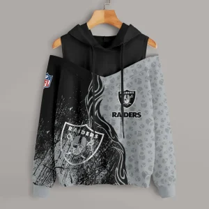 Las Vegas Raiders Chic Off Shoulder Casual Hoodie S9CSH177