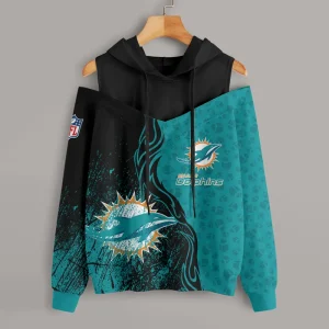 Miami Dolphins Chic Off Shoulder Casual Hoodie S9CSH180
