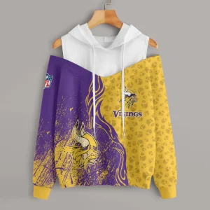 Minnesota Vikings Chic Off Shoulder Casual Hoodie S9CSH181