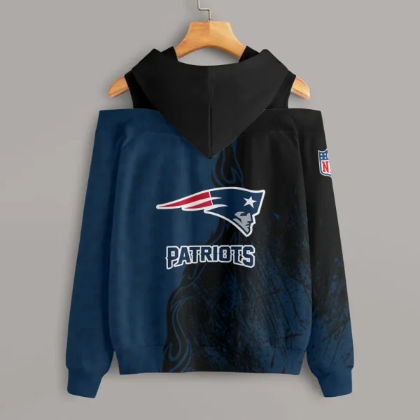 New England Patriots Chic Off Shoulder Casual Hoodie S9CSH182 - Image 2