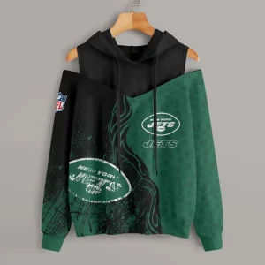 New York Jets Chic Off Shoulder Casual Hoodie S9CSH185