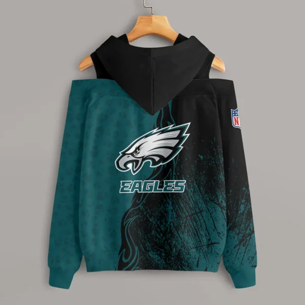Philadelphia Eagles Chic Off Shoulder Casual Hoodie S9CSH186 - Image 2