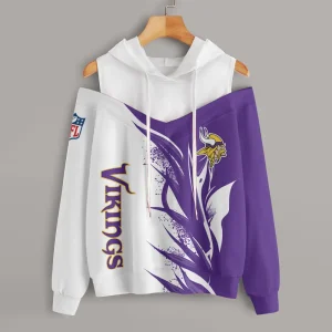 Minnesota Vikings Chic Off Shoulder Casual Hoodie S9CSH149