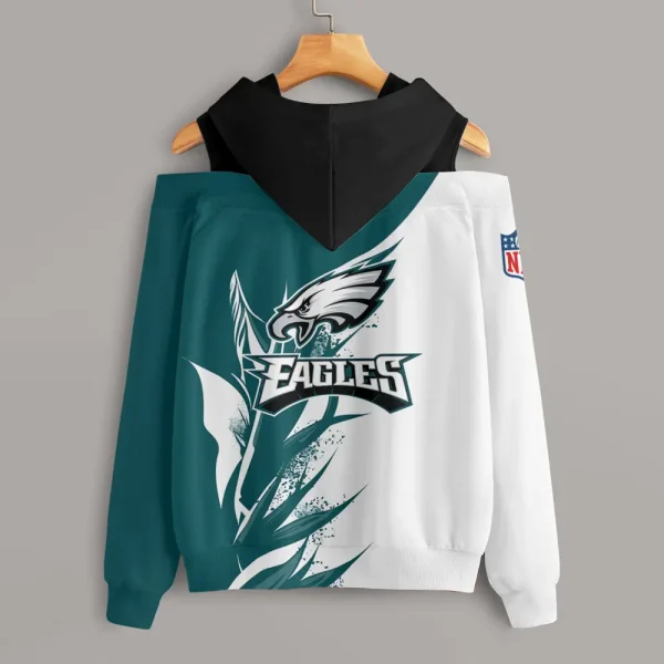 Philadelphia Eagles Chic Off Shoulder Casual Hoodie S9CSH154 - Image 3