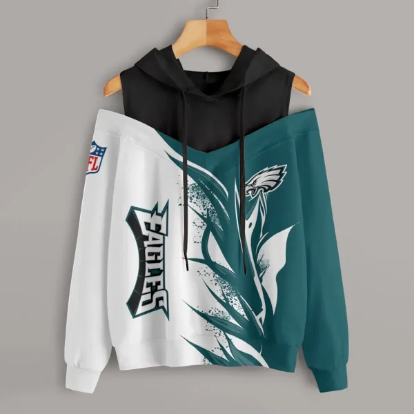 Philadelphia Eagles Chic Off Shoulder Casual Hoodie S9CSH154 - Image 4