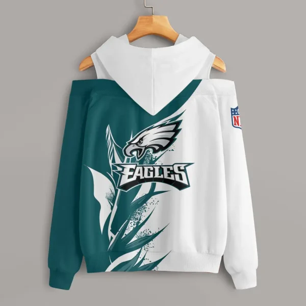 Philadelphia Eagles Chic Off Shoulder Casual Hoodie S9CSH154 - Image 2