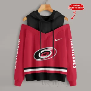 Carolina Hurricanes Chic Off Shoulder Casual Hoodie S9CSH196