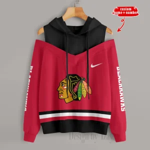 Chicago Blackhawks Chic Off Shoulder Casual Hoodie S9CSH197