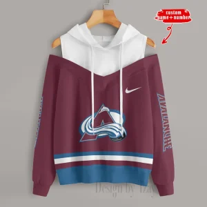 Colorado Avalanche Chic Off Shoulder Casual Hoodie S9CSH198