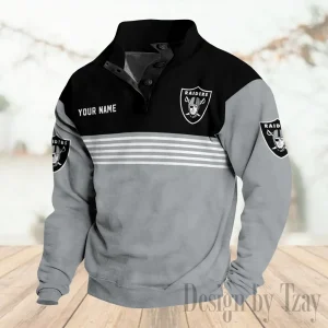 Las Vegas Raiders Buttoned Collar Sweatshirt New Design 2025 S9DBSCH2237
