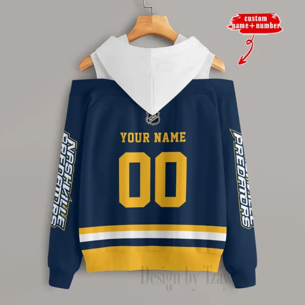 Nashville Predators Chic Off Shoulder Casual Hoodie S9CSH205 - Image 2