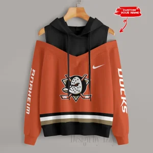 Anaheim Ducks Chic Off Shoulder Casual Hoodie S9CSH206
