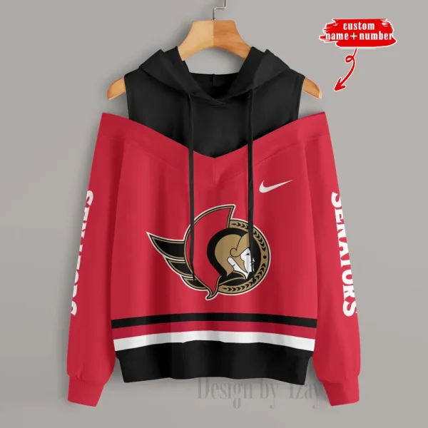 Ottawa Senators Chic Off Shoulder Casual Hoodie S9CSH210